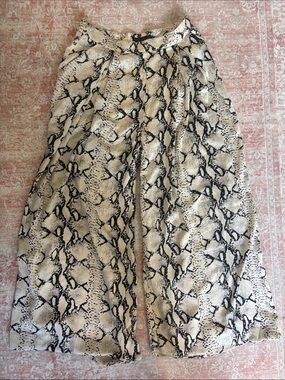 High-Waist Snake Print Pant in Black and Cream
